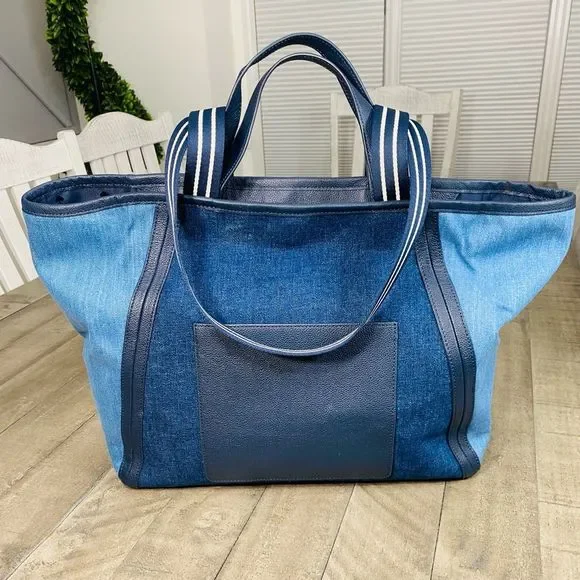 New Kate Spade Rosie Tote Bag Colorblock Denim In Blue Multi - Picture 10 of 13